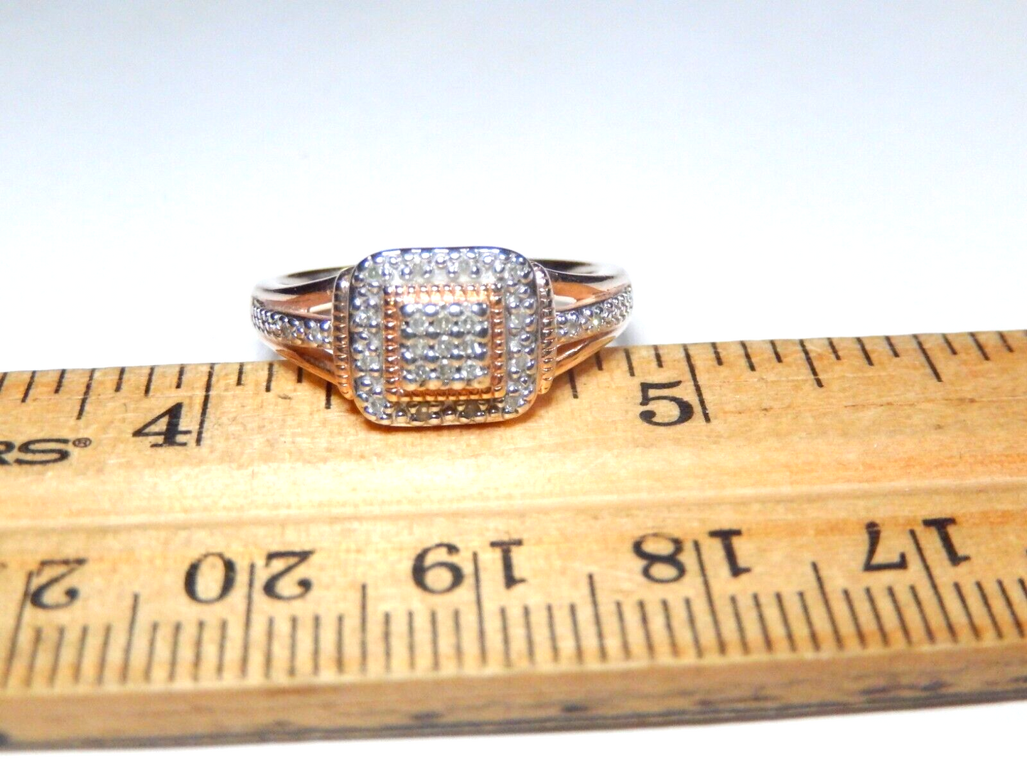 925 Sterling Silver Vermeil Rose Gold 25 Diamond Wedding Ring 7.5