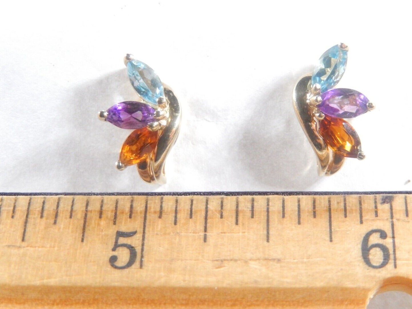 *VINTAGE*  10K Yellow Gold 1.25CT Marquise Cut Natural Gemstone Earrings