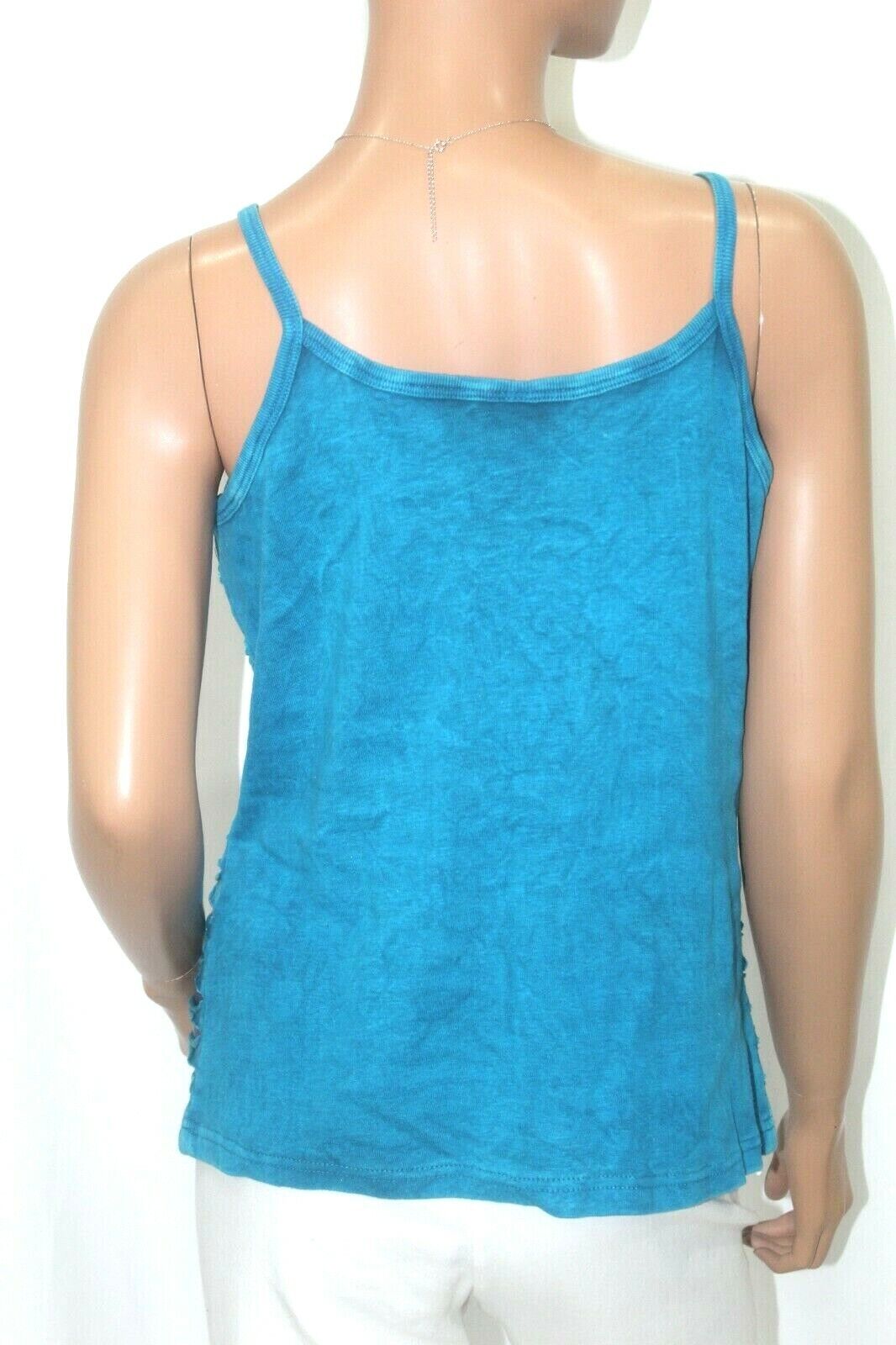 *VINTAGE*  Hippie Boho Tank Top Women's XL Blue With Tie Dyed Background - COOL