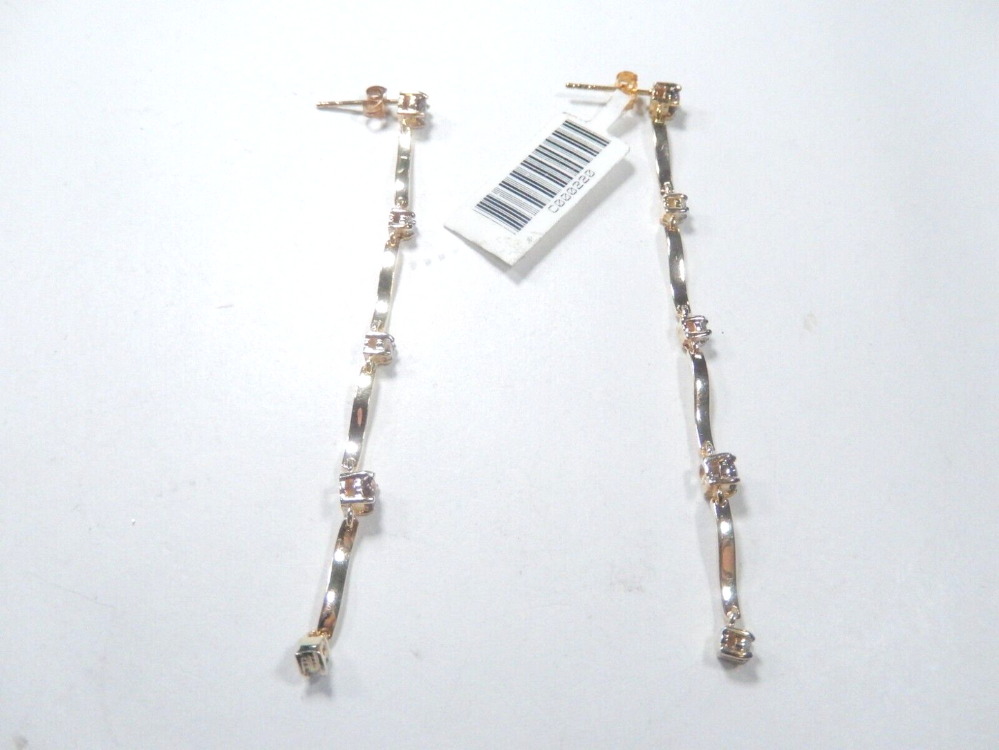 *VINTAGE*  14K Yellow Gold  2.5" Long Dangle Amethyst & Diamond Post Earrings