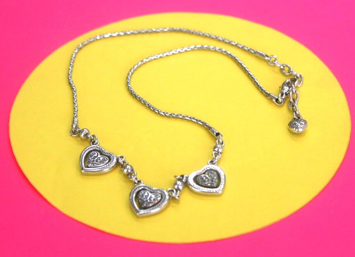 RETIRED Brighton Rotating Silver Decorative Plated Hearts Necklace