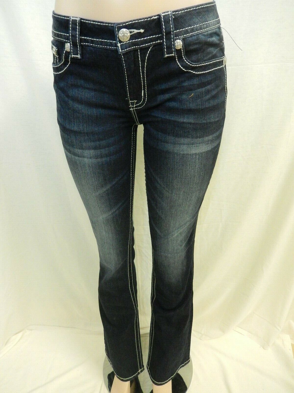 *NWT* Miss Me Chloe Boot Dark Mid-Rise Heavy Embellished Pockets Sz 28 x 34
