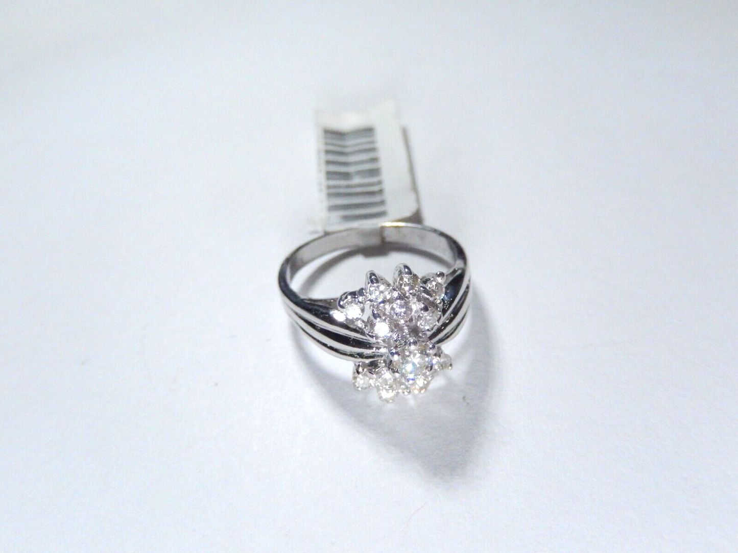 *NWT* 14k White Gold 2/3CT Natural VS Diamond Cluster Cocktail Ring ~ Size 6.25