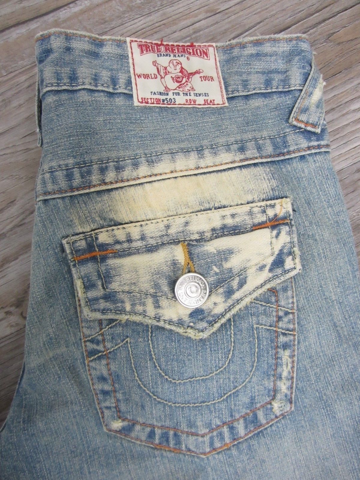 AUTHENTIC NWT True Religion Joey Twisted Flap JN510 Super Destroyed Jeans 25X31