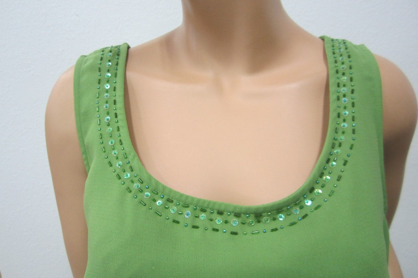 MAXIE KLEIN COLLECTION New York GREEN BEADED NECK TANK BLOUSE  TOP SZ 18W