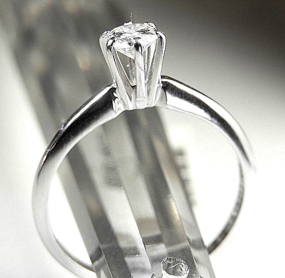 Solid 14k White Gold 1/4 CT Natural VS Diamond Solitaire Engagement RING Sz 6.5