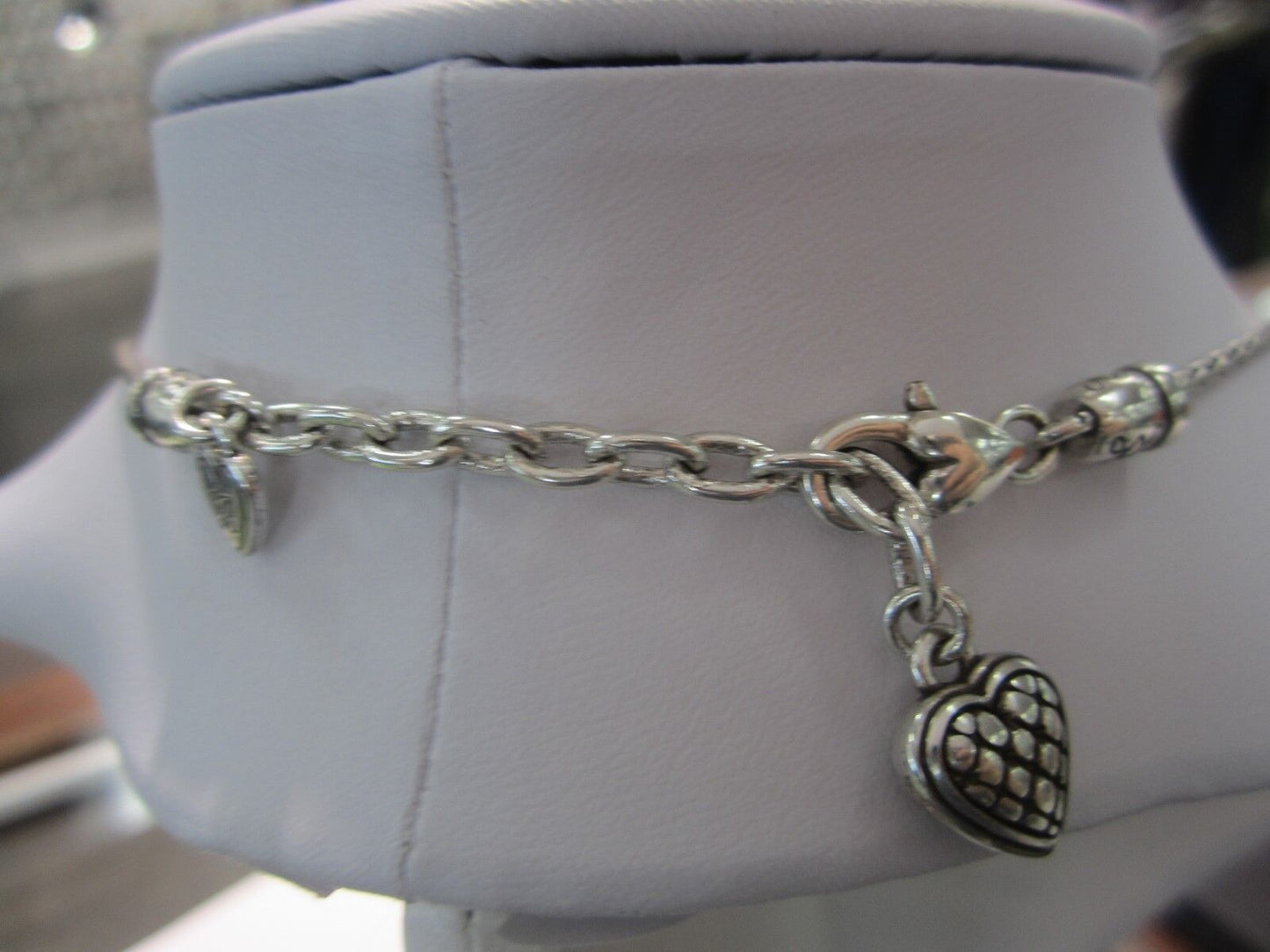 RETIRED BRIGHTON SILVERTONE ORNATE SLIDER MULTI CHARM HEART CHAIN NECKLACE