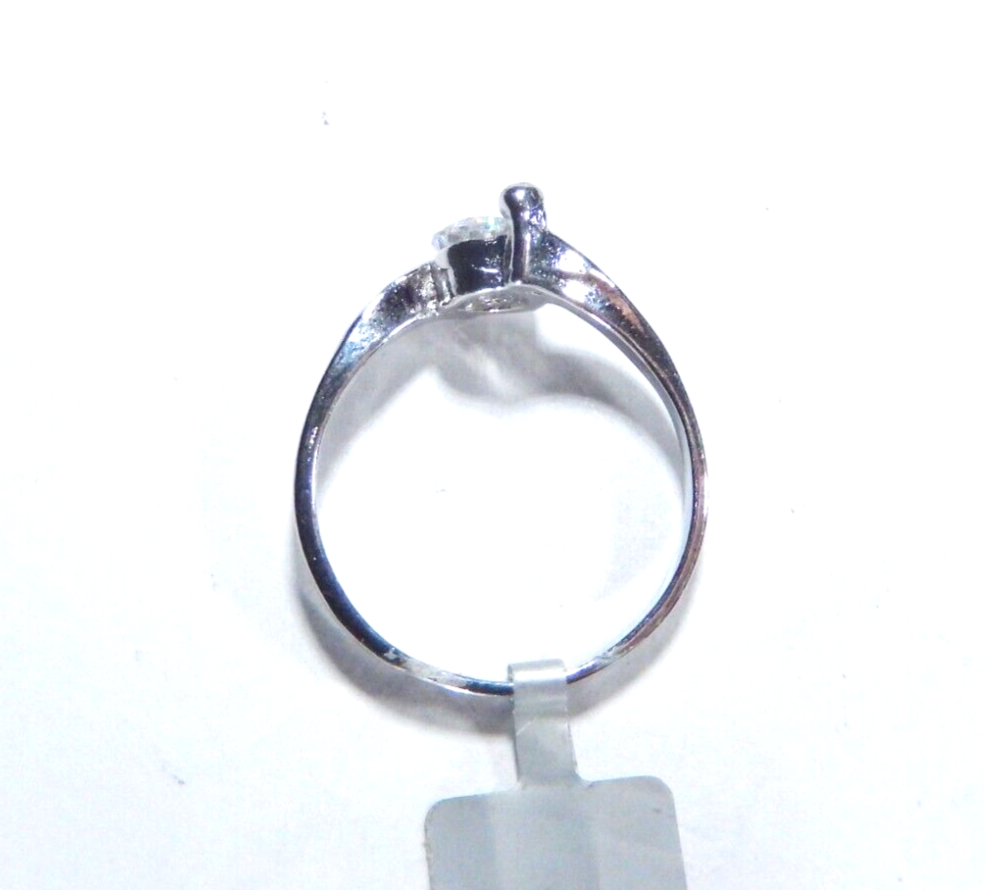 *VINTAGE*  Sterling Silver 2/3 CT CZ Solitaire Band Bypass  Ring Size 7