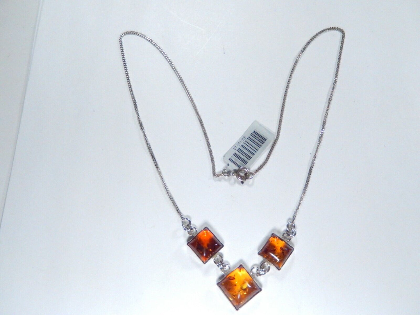 *VINTAGE*  Baltic Amber Sterling Silver Pendant Necklace 925 Cool Piece! 16"