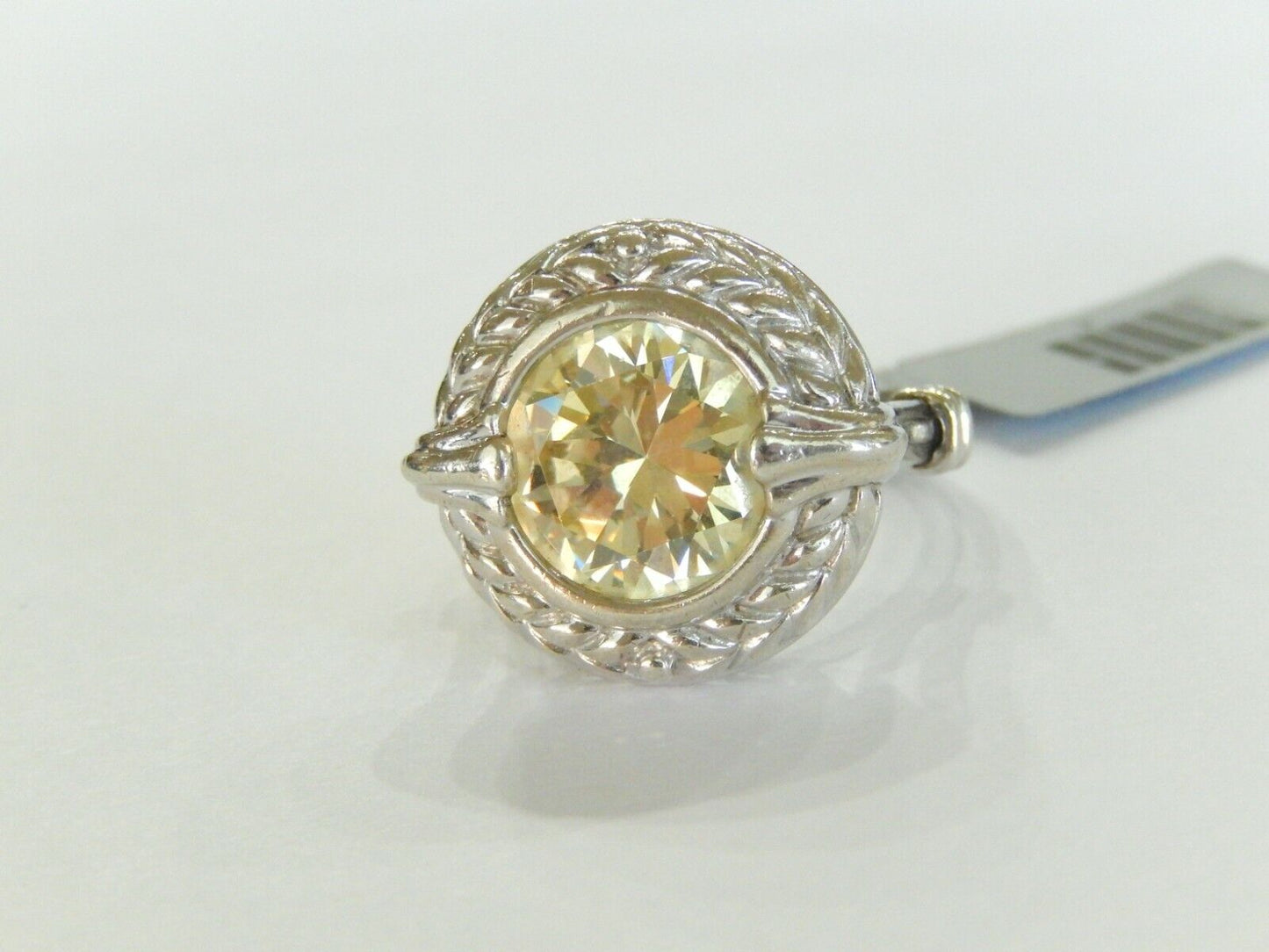 *VINTAGE* LARGE  Sterling Silver 925 Size 8.5 Yellow Clear CZ Ring