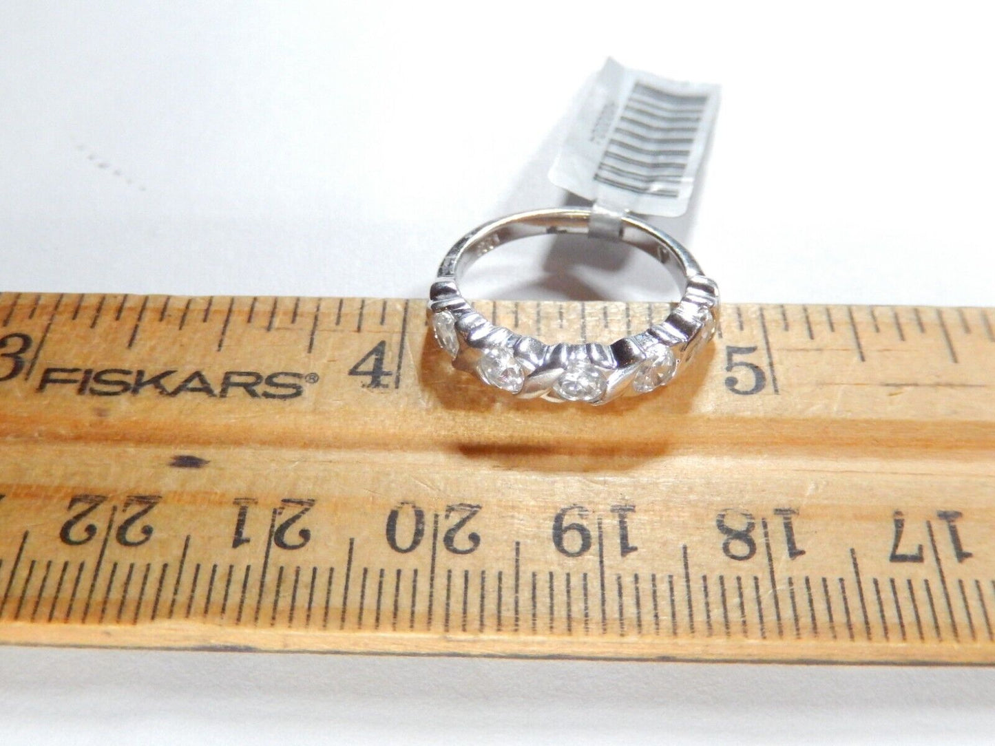 *VINTAGE*  Sterling Silver  HUGS & KISSES  X's & O's 4mm CZ Band Ring Sz 5