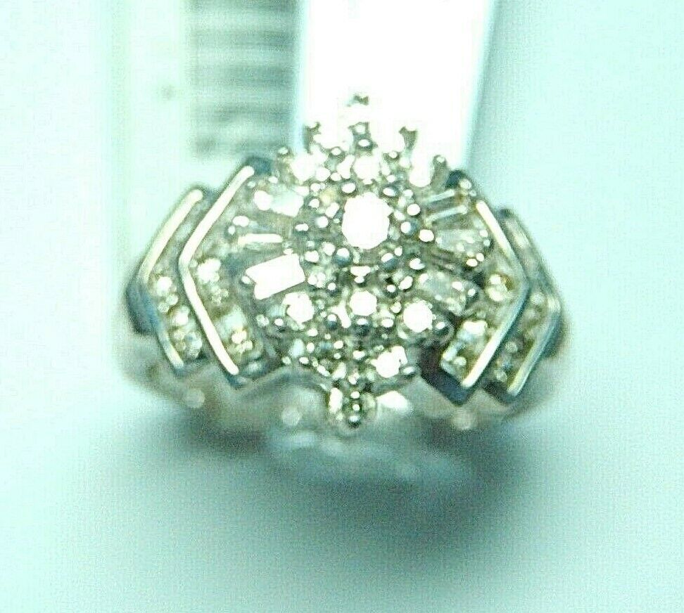 LADIES 14K WHITE GOLD  3/4 CT VS-2  NATURAL DIAMOND BALLERINA RING  SIZE 7