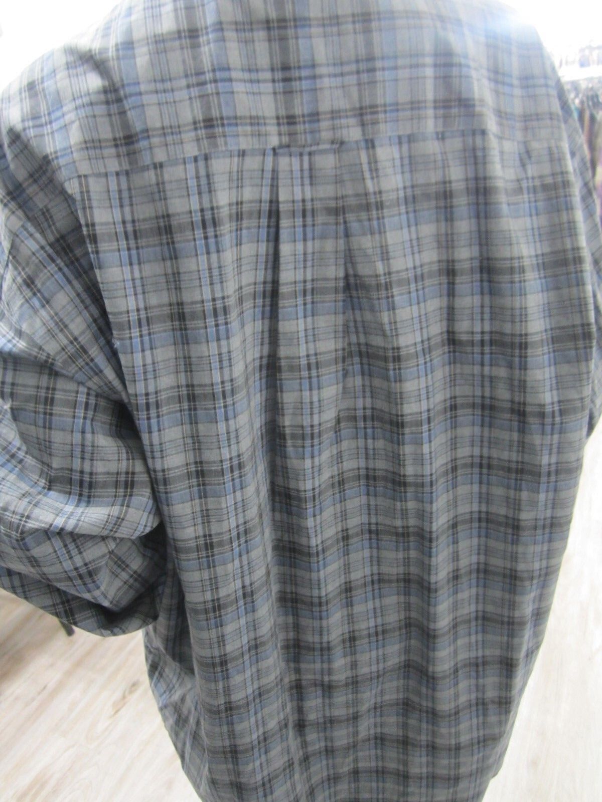 MINT Nautica Men's Medium Blue Plaid Heather Poplin Long Sleeve Shirt Size 2X