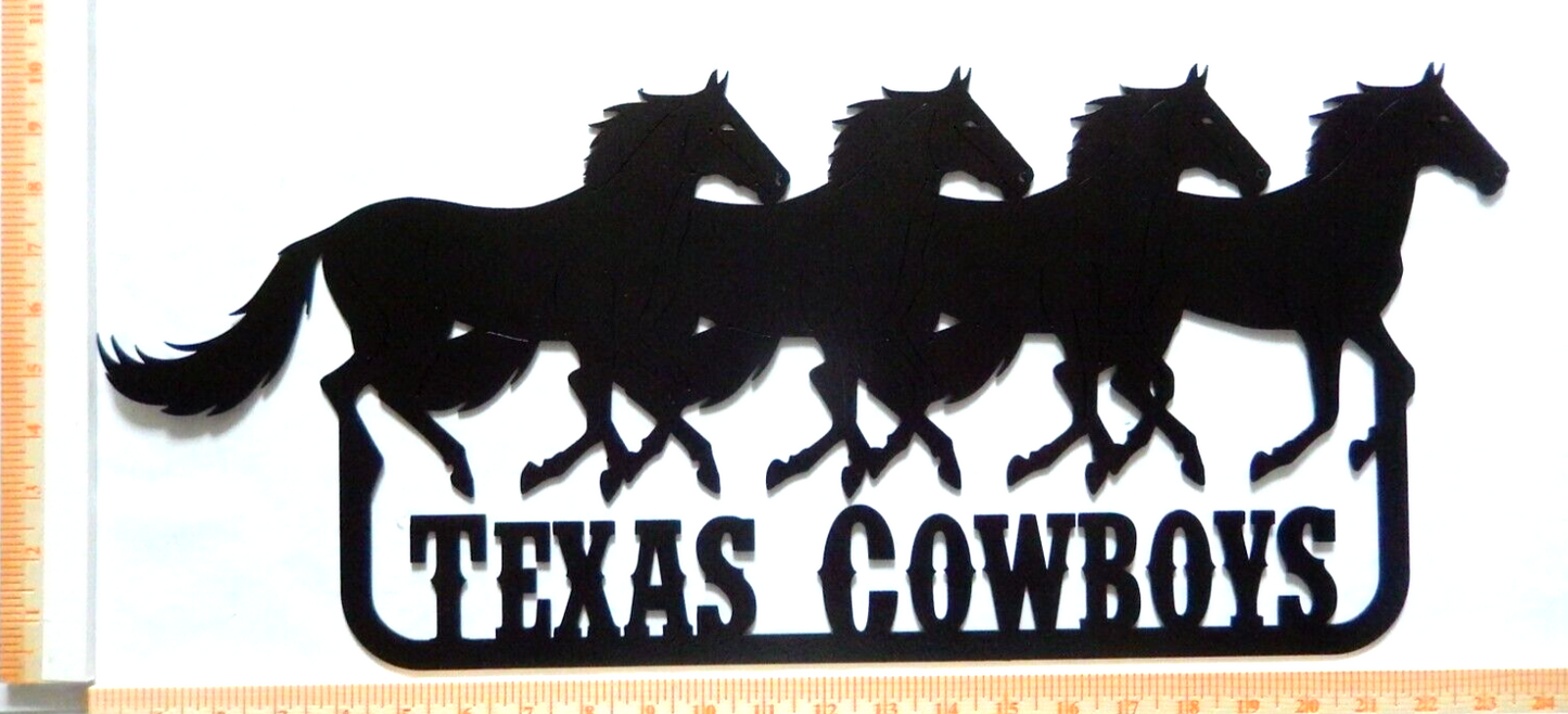 ~NEW~ LARGE - 14ga. - "TEXAS COWBOYS RUNNING HORSES"   Metal Wall Art 24" x 10"