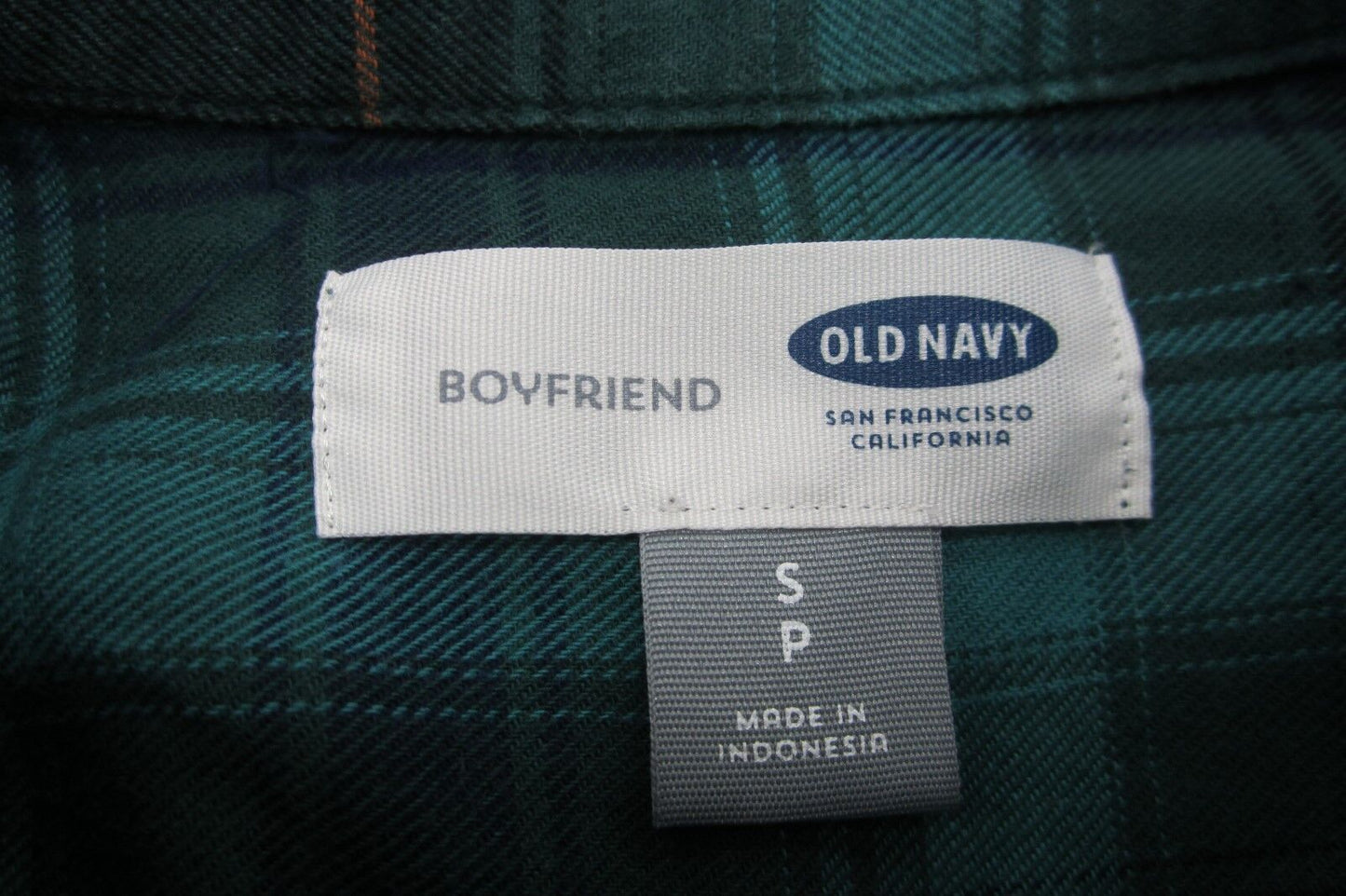Old Navy Women’s Green Boyfriend Flannel Button Down Shirt Top Size S/P