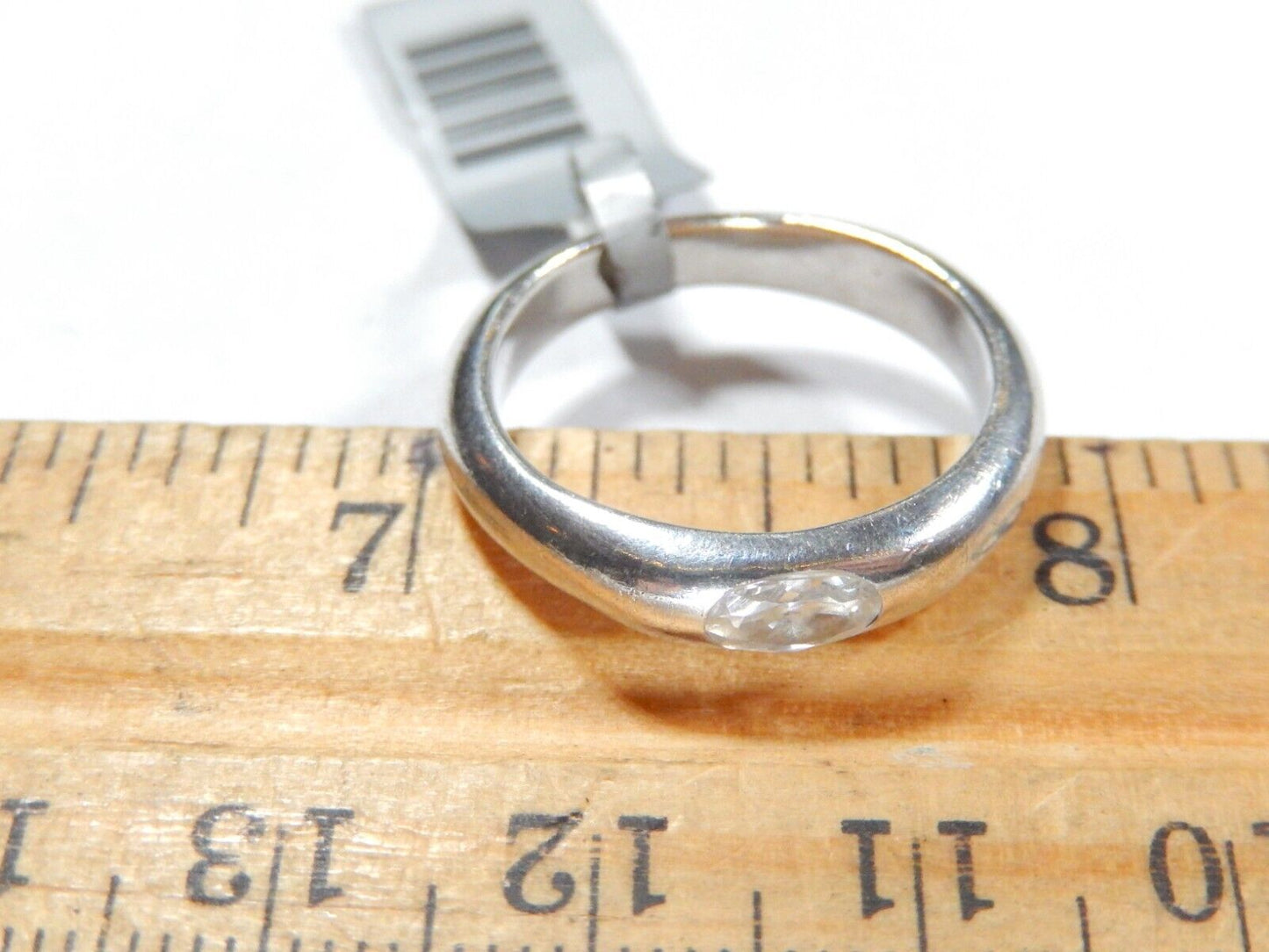 *VINTAGE*  Sterling Silver 4mm Heavy  Cubic Zirconia CZ Band RING Size 7.5