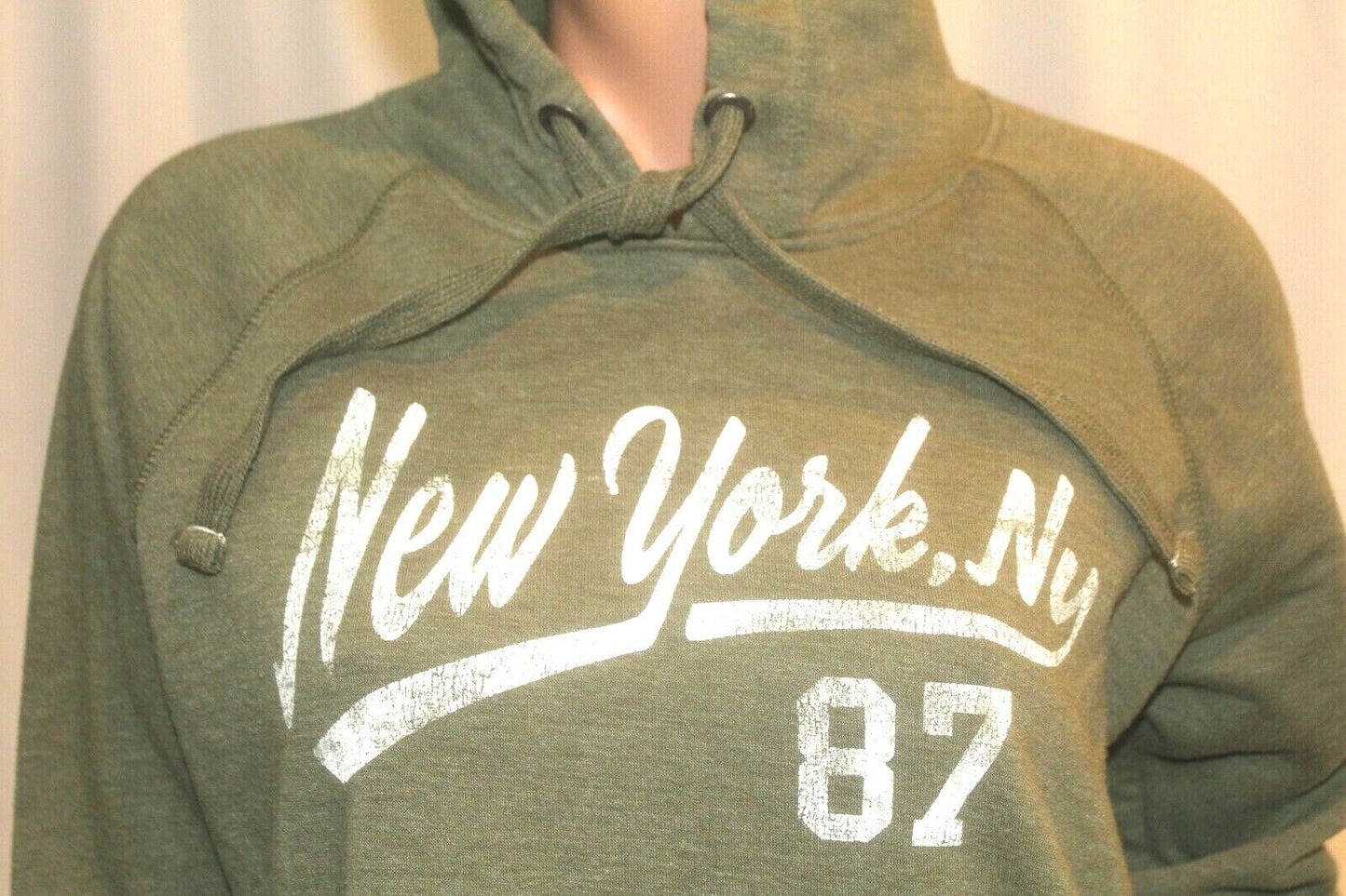 Womens Aeropostale New York 87  Pull Over Army Green Hoodie Sz Large
