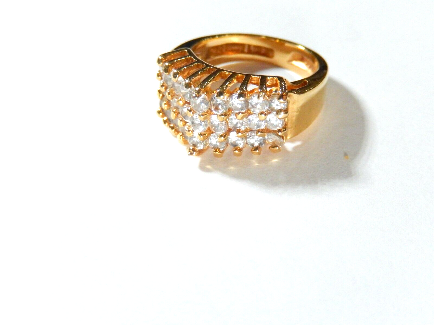 *VINTAGE*  LIND 14K HGE Yellow Gold Plated CZ Ring Size 6.5