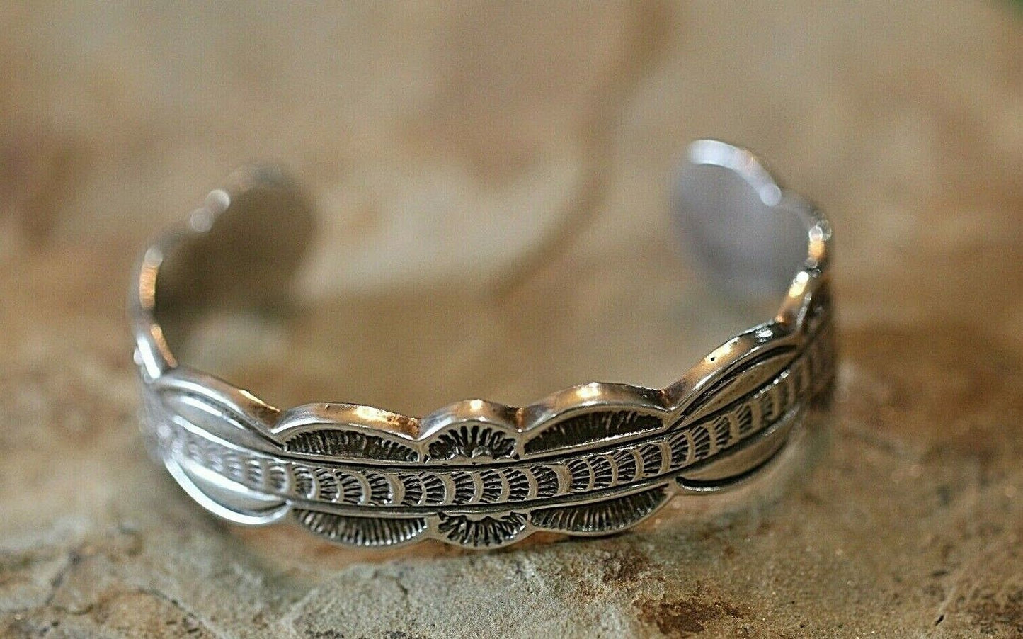 *VINTAGE*  Navajo Native American Sterling Silver Ornate Cuff Bracelet