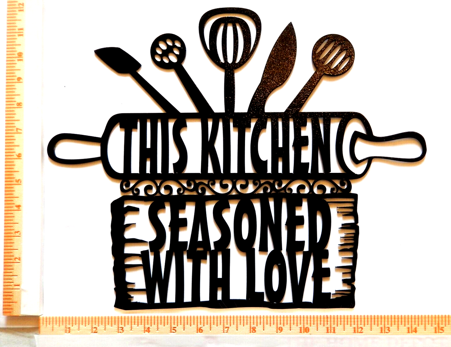 ~NEW~ 14ga. "This Kitchen Is Seasoned With Love " Metal Wall Art ~ 15" x 12"