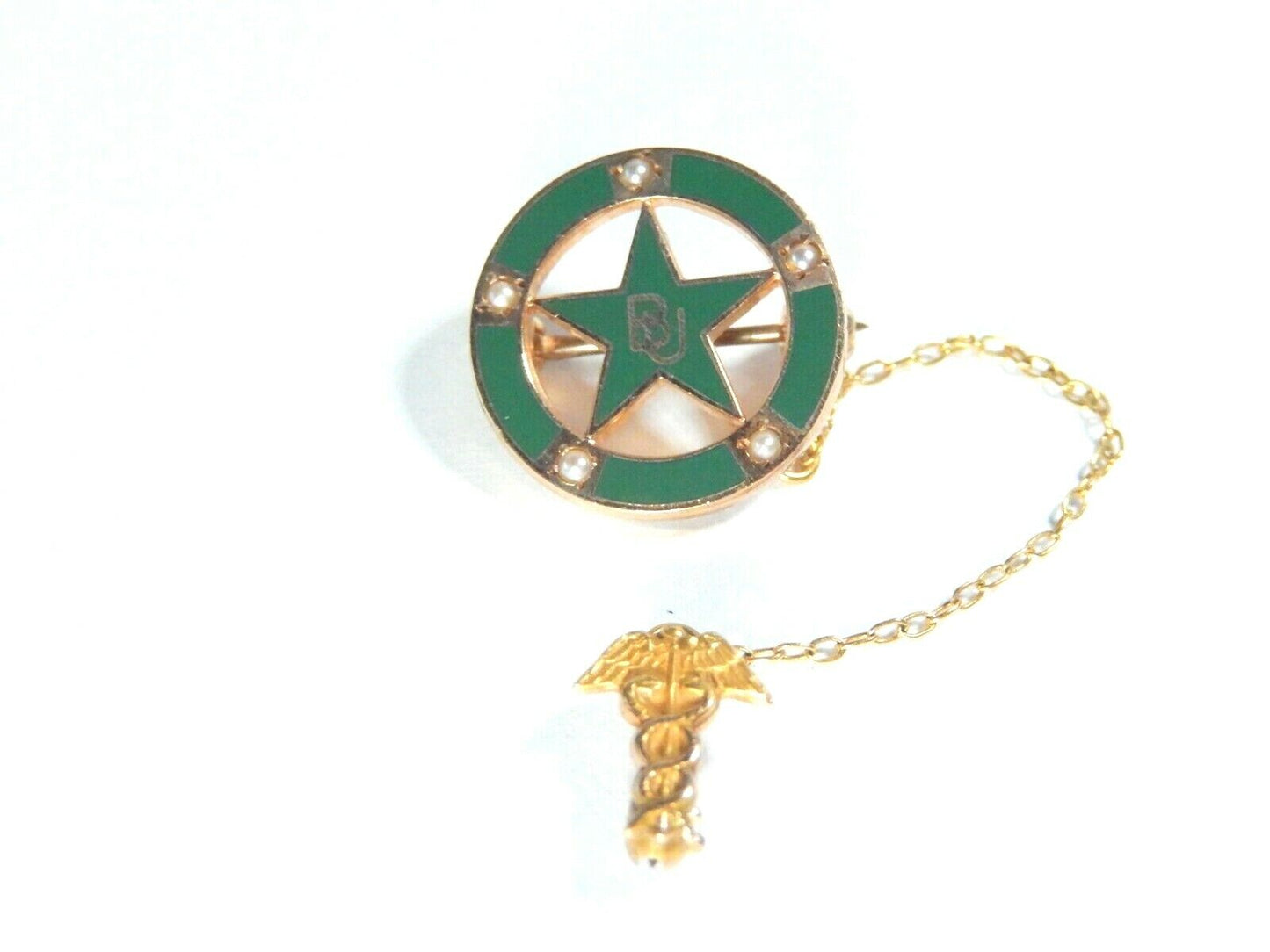 10K Yellow Gold & Pearl & Enamel  BAYLOR UNIVERSITY  DOCTOR/DENTIST/NURSE Pin