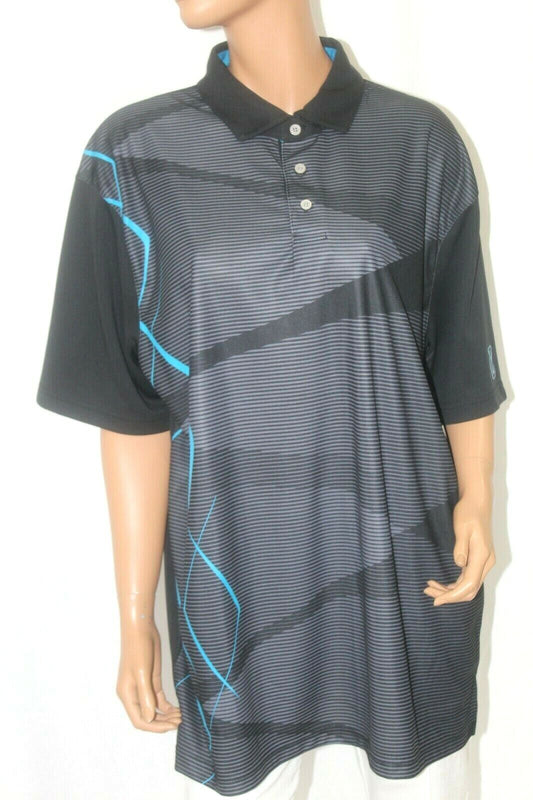 *NEW* PGA Tour Pro Series Men's Black / Gray Stripes Golf Polo Shirt Size XL