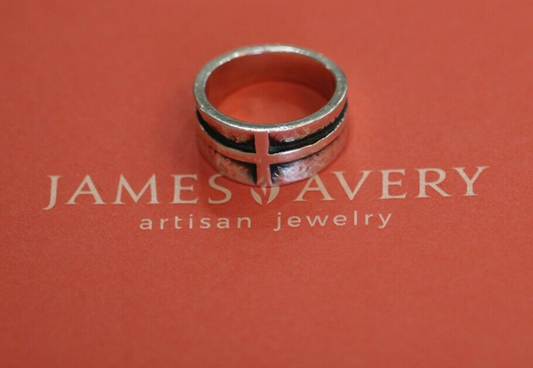 *RETIRED* - R A R E -  James Avery Sterling Silver Wide Cross Ring Size 8.25