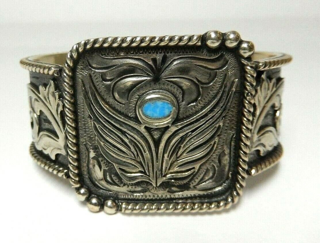 *NEW*   Tres Rios Large Silver & Turquoise Bangle