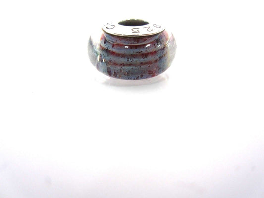 Authentic Chamilia Sterling Silver Murano Ink Swirl Bead  RETIRED