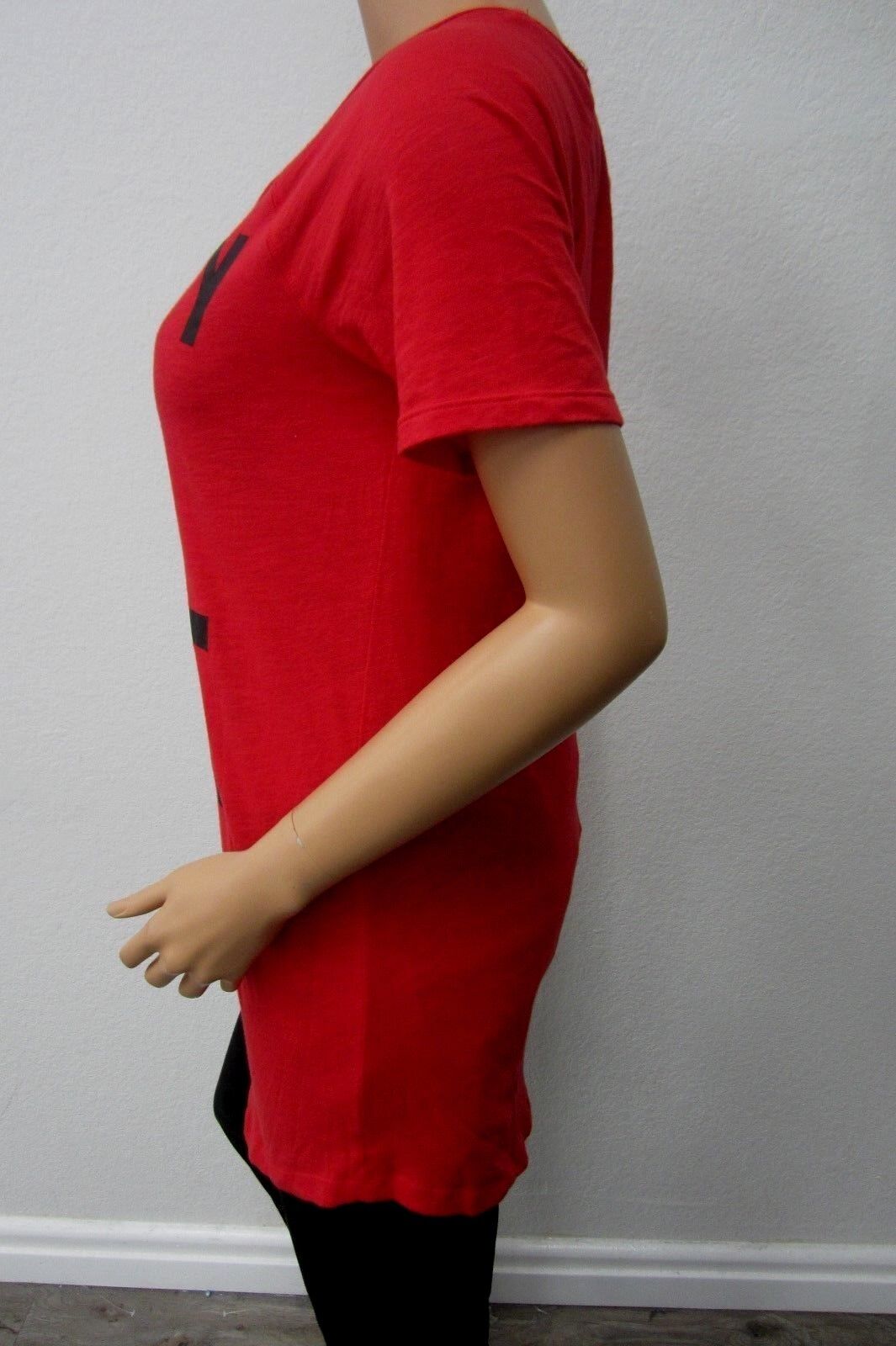 Victoria's Secret PINK SEXY Shirt Naughty Not Nice Red Raglan S/P