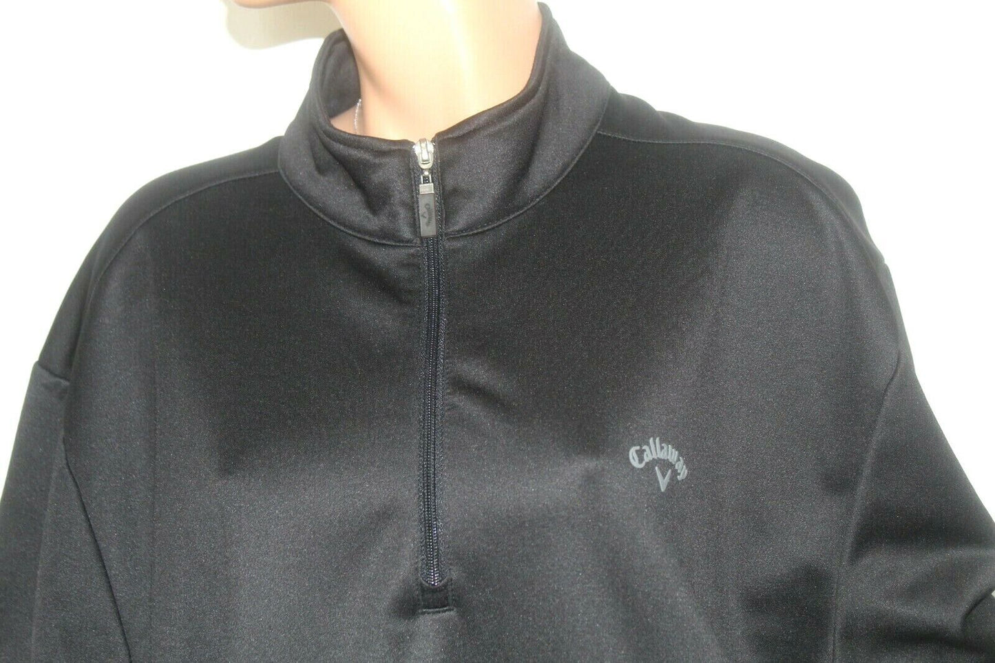 Callaway Golf Mens Black 1/4 Zip Pullover Fleece Lined Jacket SizeXXL MINT