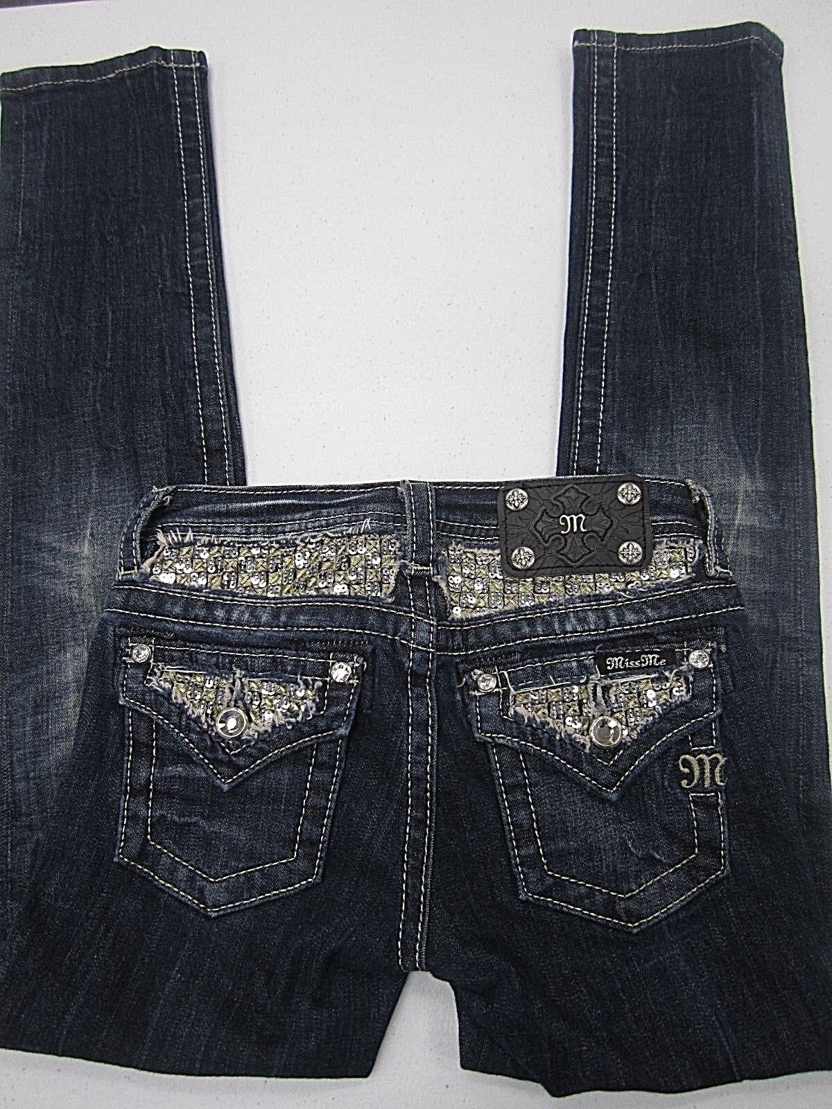 NWOT Miss Me Girls JK623GS Skinny Dark Blue Wash Flap Pocket Size 10 x 27