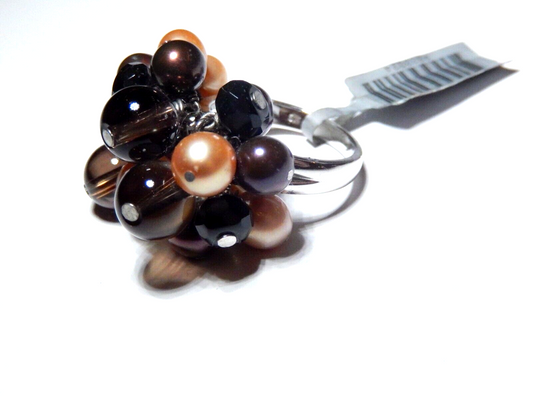 *VINTAGE*  LARGE BEAUTIFUL  STERLING SILVER PEARL DANGLE COCKTAIL RING SIZE 7
