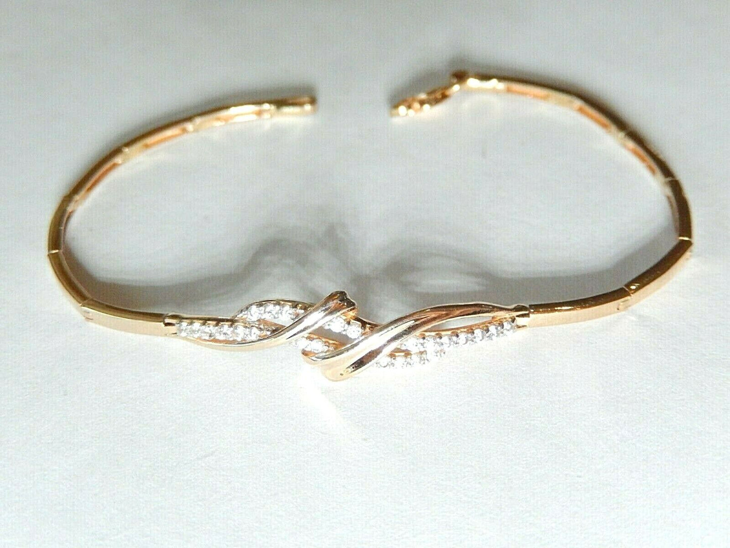 *VINTAGE* UNIQUE 14K YELLOW GOLD 1/4CT 24 VS CZ BRACELET LADIES 6.25"