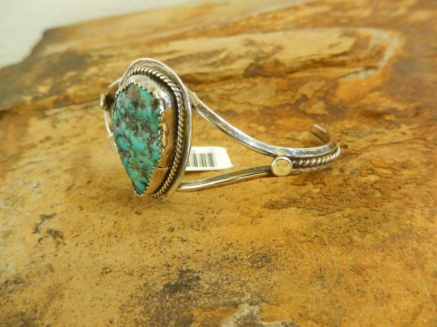 Vintage Large Southwest Sterling Silver .925 & Turquoise Bracelet Cuff 17.05gms