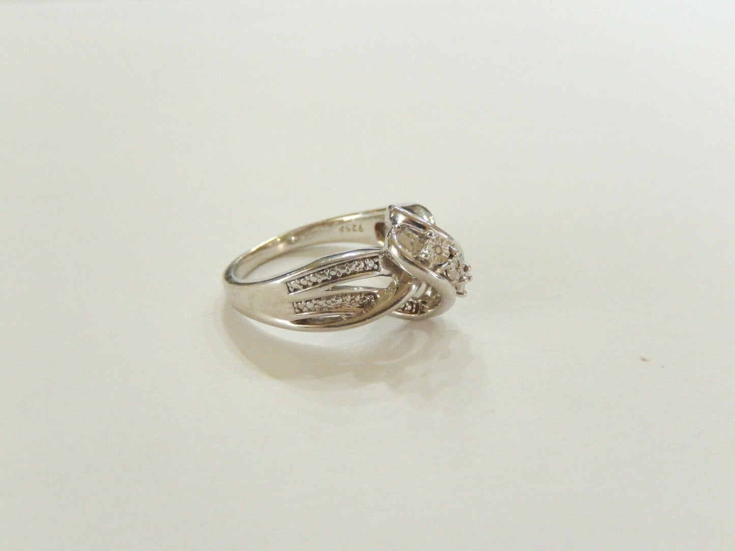 925 Sterling Silver Luxury Diamond Engagement Wedding Ring SZ 7