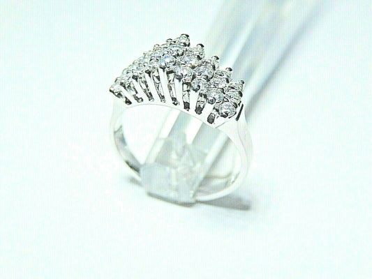 *NWT* 14K White Gold .50CT VS Natural 27 Diamond Pyramid Tiara Ring  sz 6