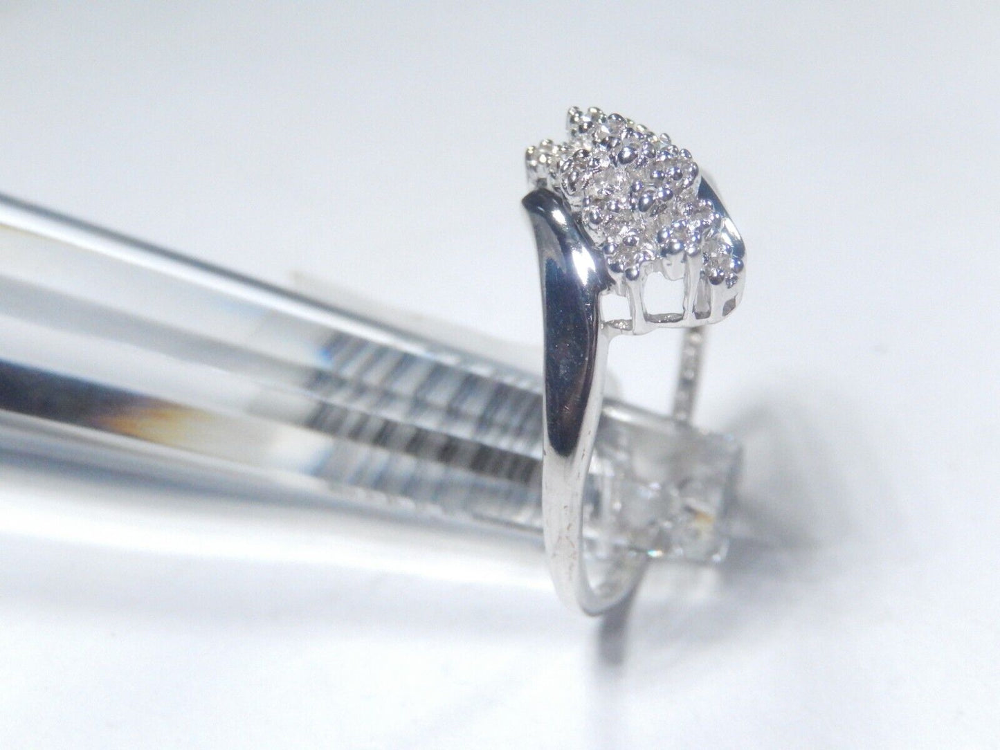 10K White Gold 1/6 CT Natural Diamond Cluster Waterfall Ring Size 8.25
