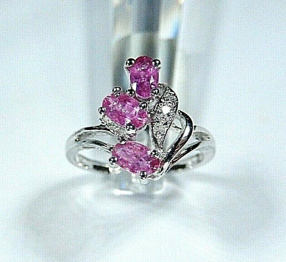 *NEW* 10k White Gold Natural Ruby And Diamond Ladies Ring Size 6.75