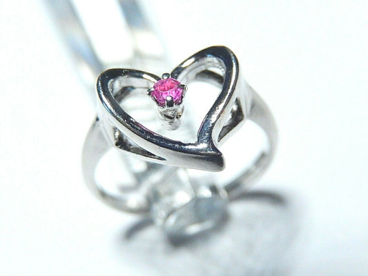 *NWT* 10K White Gold Ruby Heart  Ring  Size 6.5