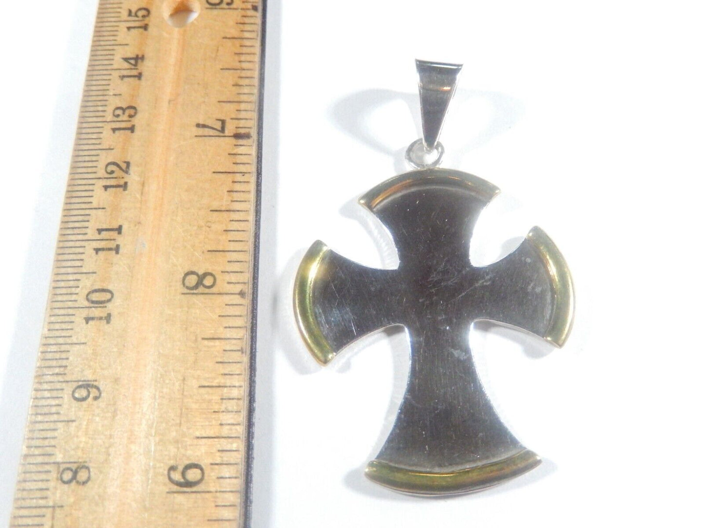 *VINTAGE*   Mexico Taxco TM-219 Artist "OEM" Sterling Silver 925  Cross Pendant
