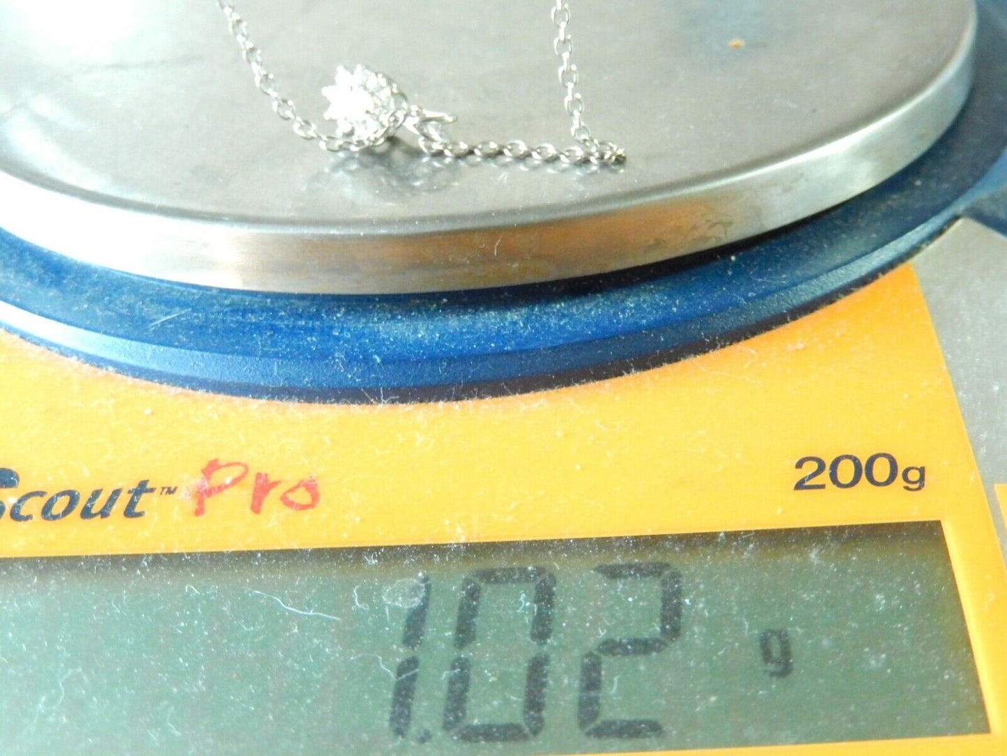 *VINTAGE*  14K White Gold 1/3 CT TW Diamond & Opal Halo Pendant w/18" Chain