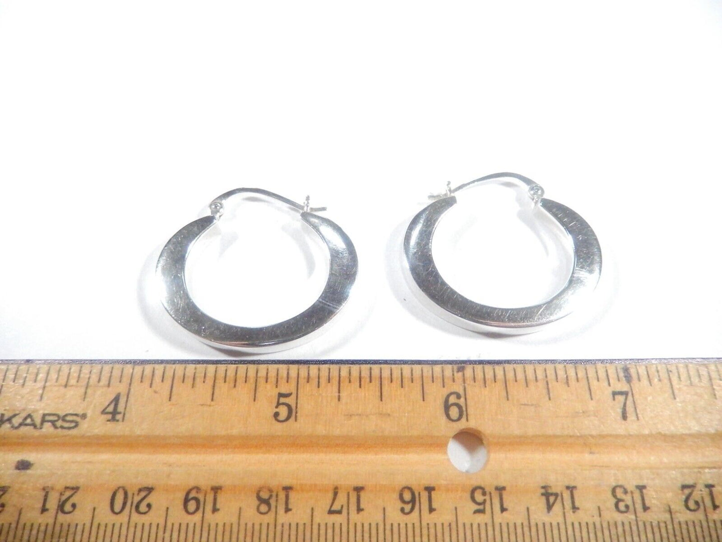 Vintage Sterling Silver Modernist Square Oval Hoop Earrings 33mm