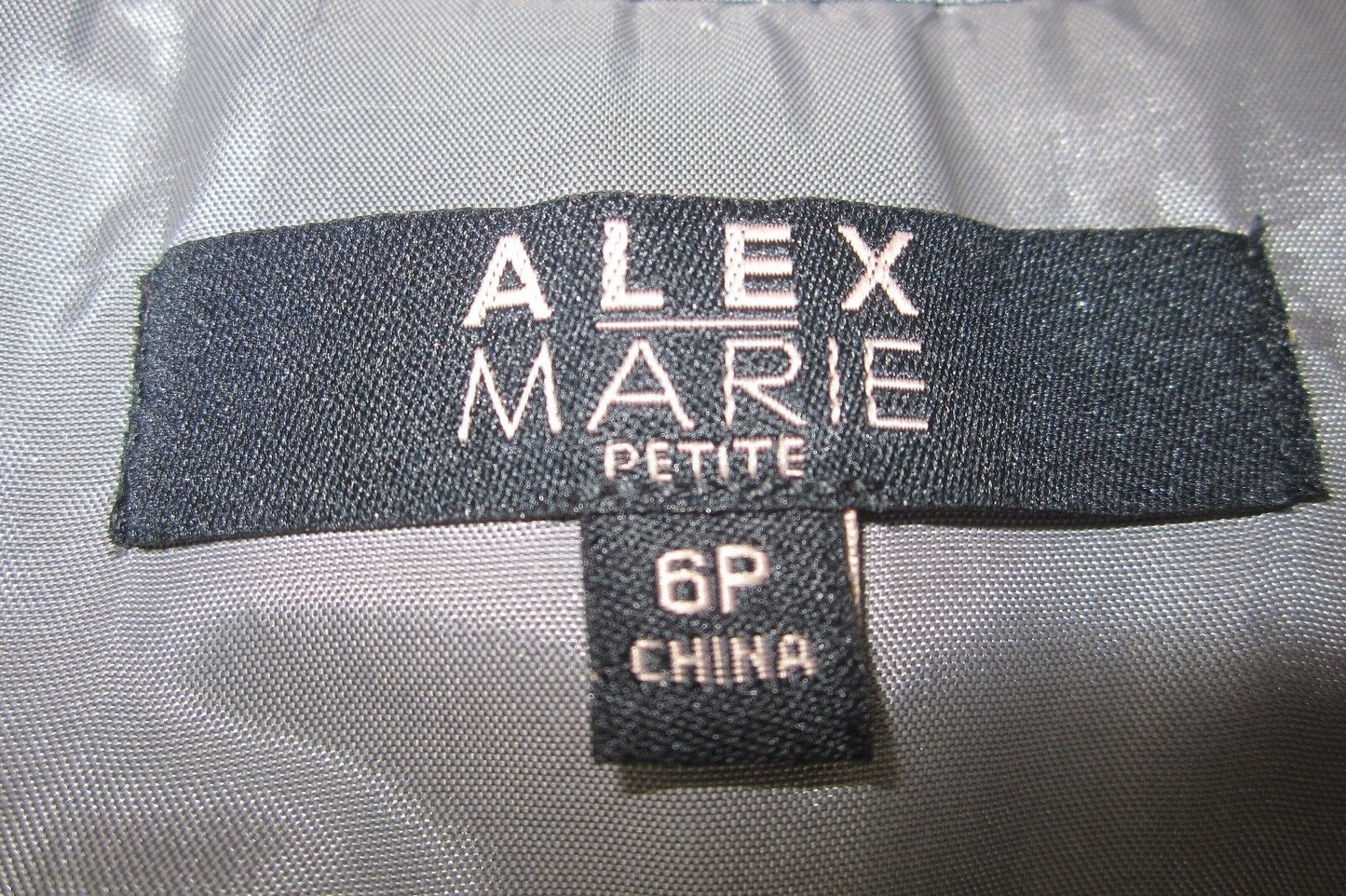 NWT Alex Marie Wanda Slate Gray Satin Shantung Ruffled Social Dress Size 6P