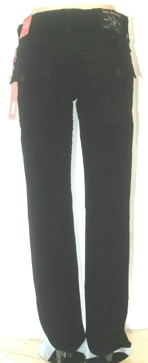 *NWT* True Religion Mens Ricky Straight Leg Stretch Jeans in Body Rinse Black 32