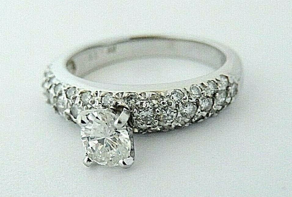 1 Ct Oval Cut Natural VS Pave Diamond Engagement Ring 14K White Gold Sz 7.25