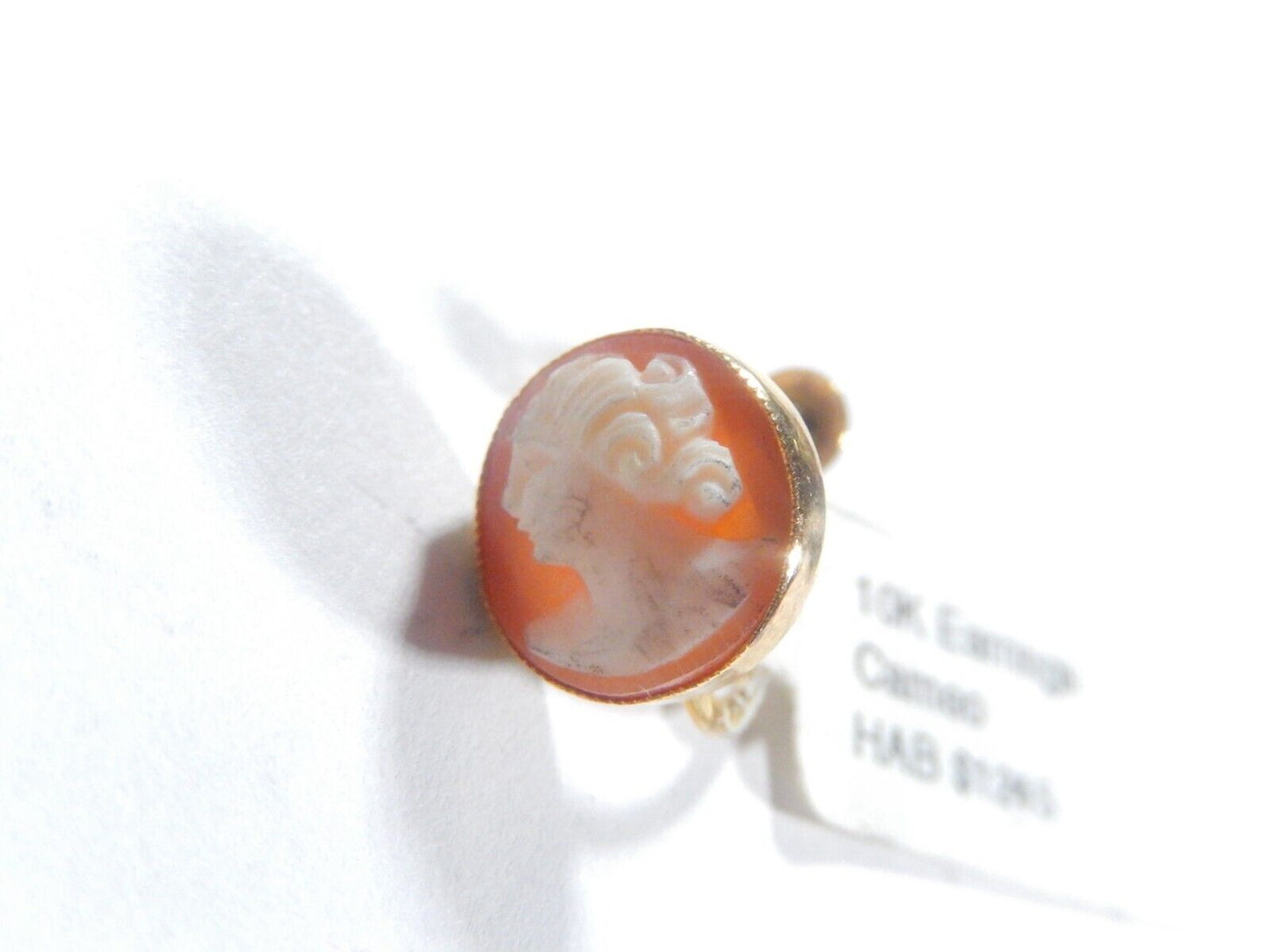 Antique Victorian "AMCO"  10k Yellow Gold  Cameo Screw Earrings