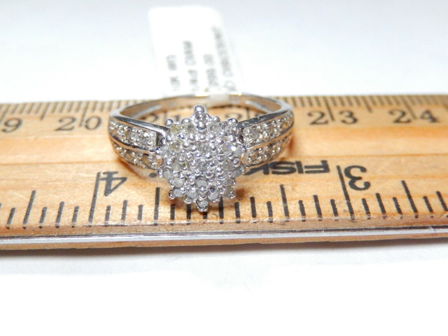 *VINTAGE*   10k White Gold  Natural  .25ct Diamond Bridal Wedding  Ring Sz 7.5