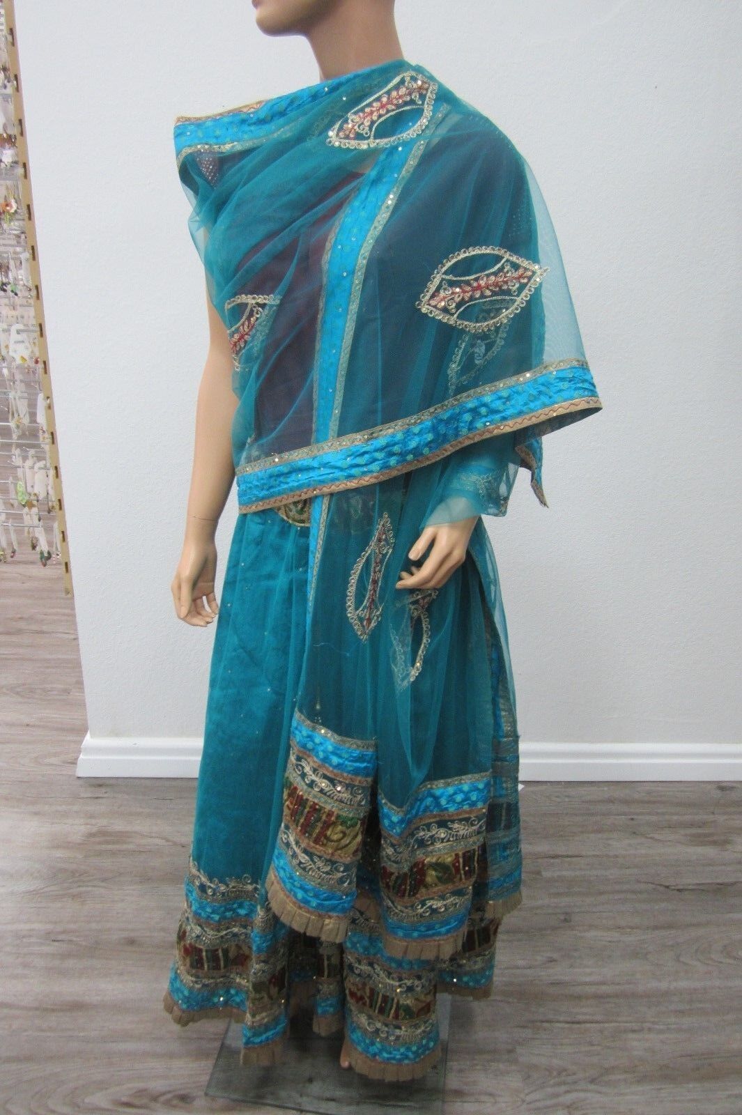 Beautiful Party Evening Skirt Sequin Saree Women Fashion Clothing Wrap Sari