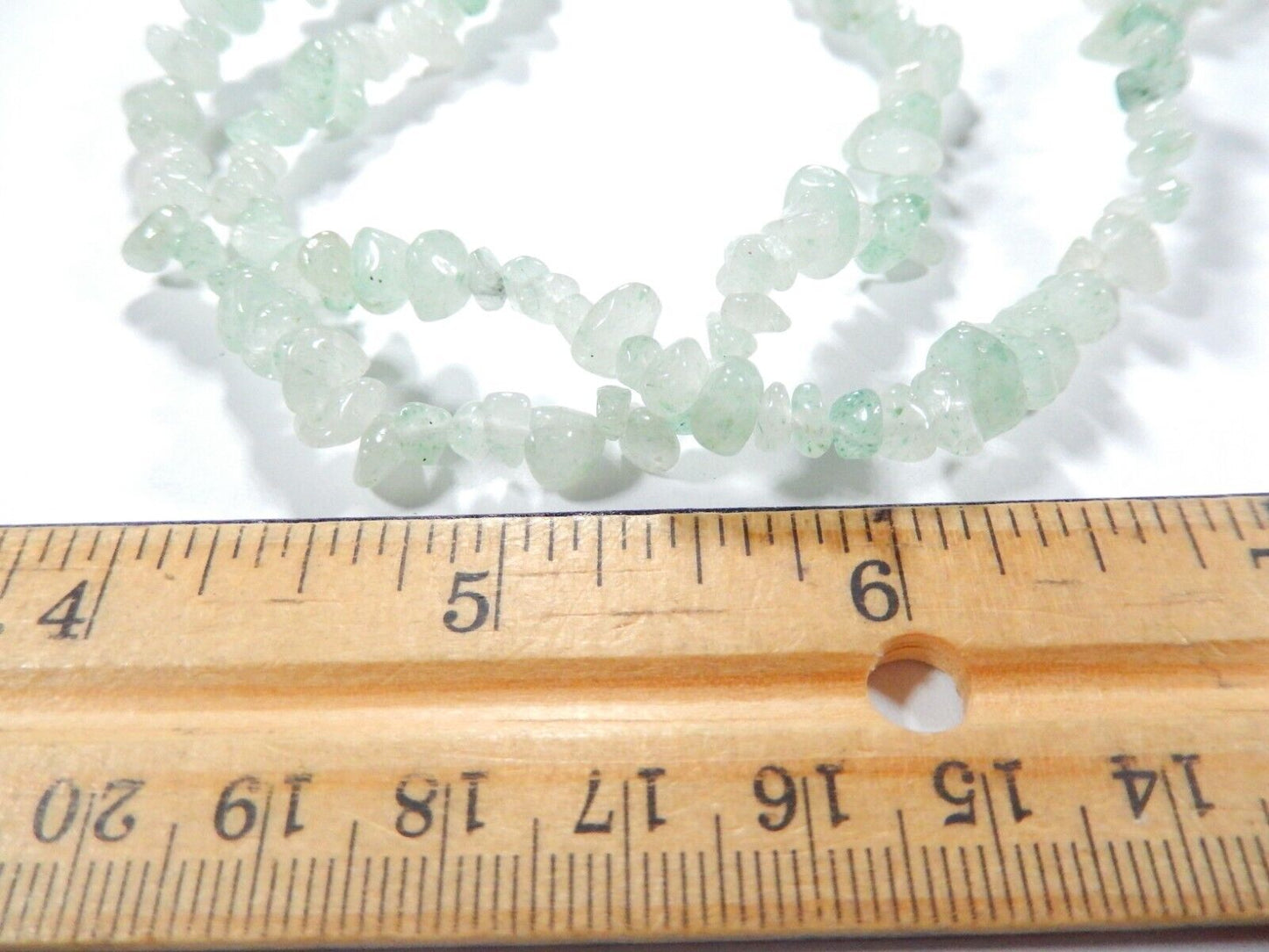 *VINTAGE*   Light Green Jadeite/Jade Chip Infinite Strand Necklace 32" NO CLASP.